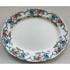 Vintage Royal Cauldon Victoria Platter Serving Dish 11.25" x 9" Floral Gold Edge